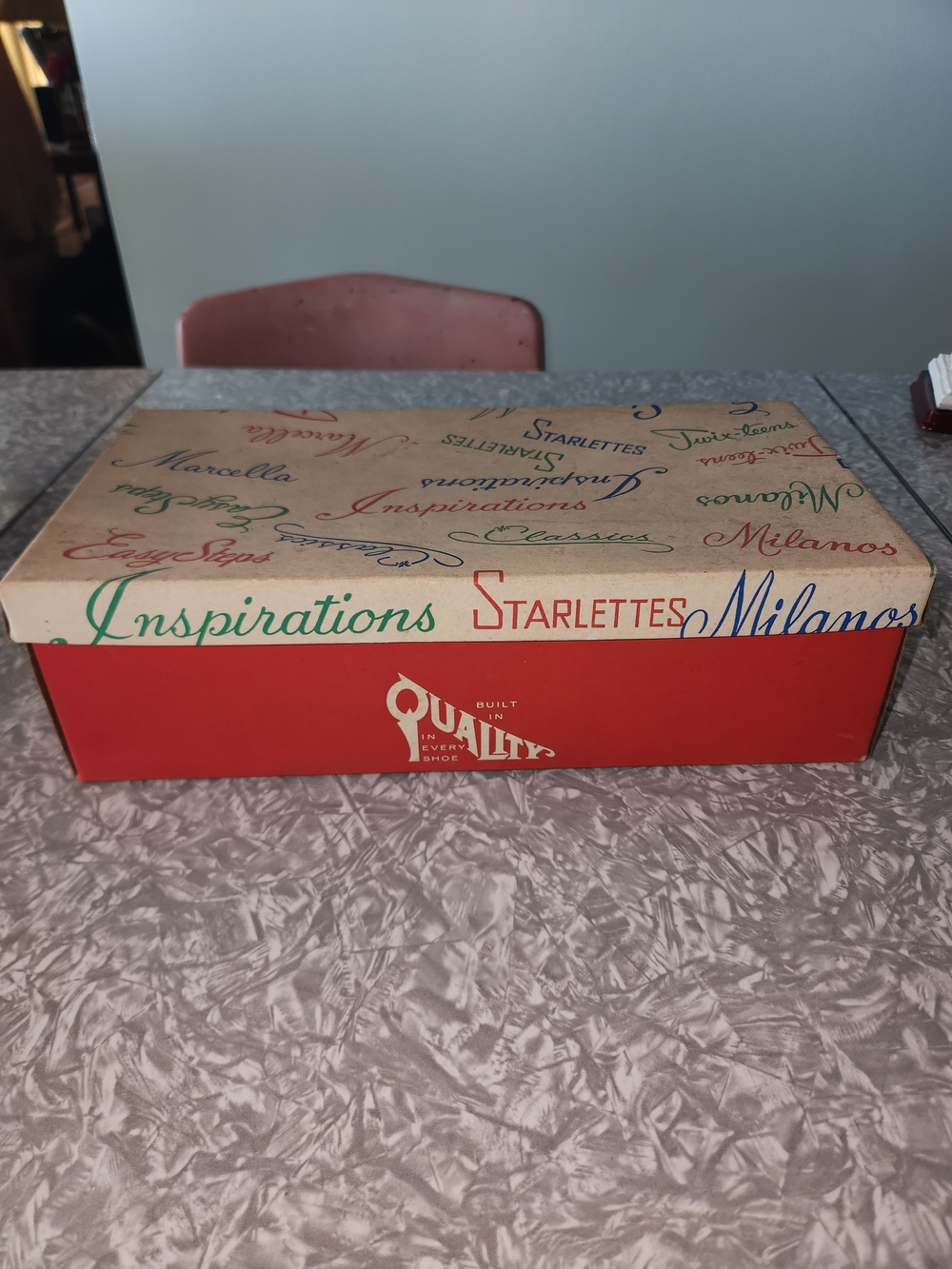Inspirations Red and Cream Decorative Storage Box